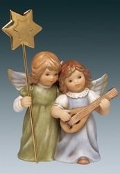 Engelpaar mit Sternenstab u. Gitarre
